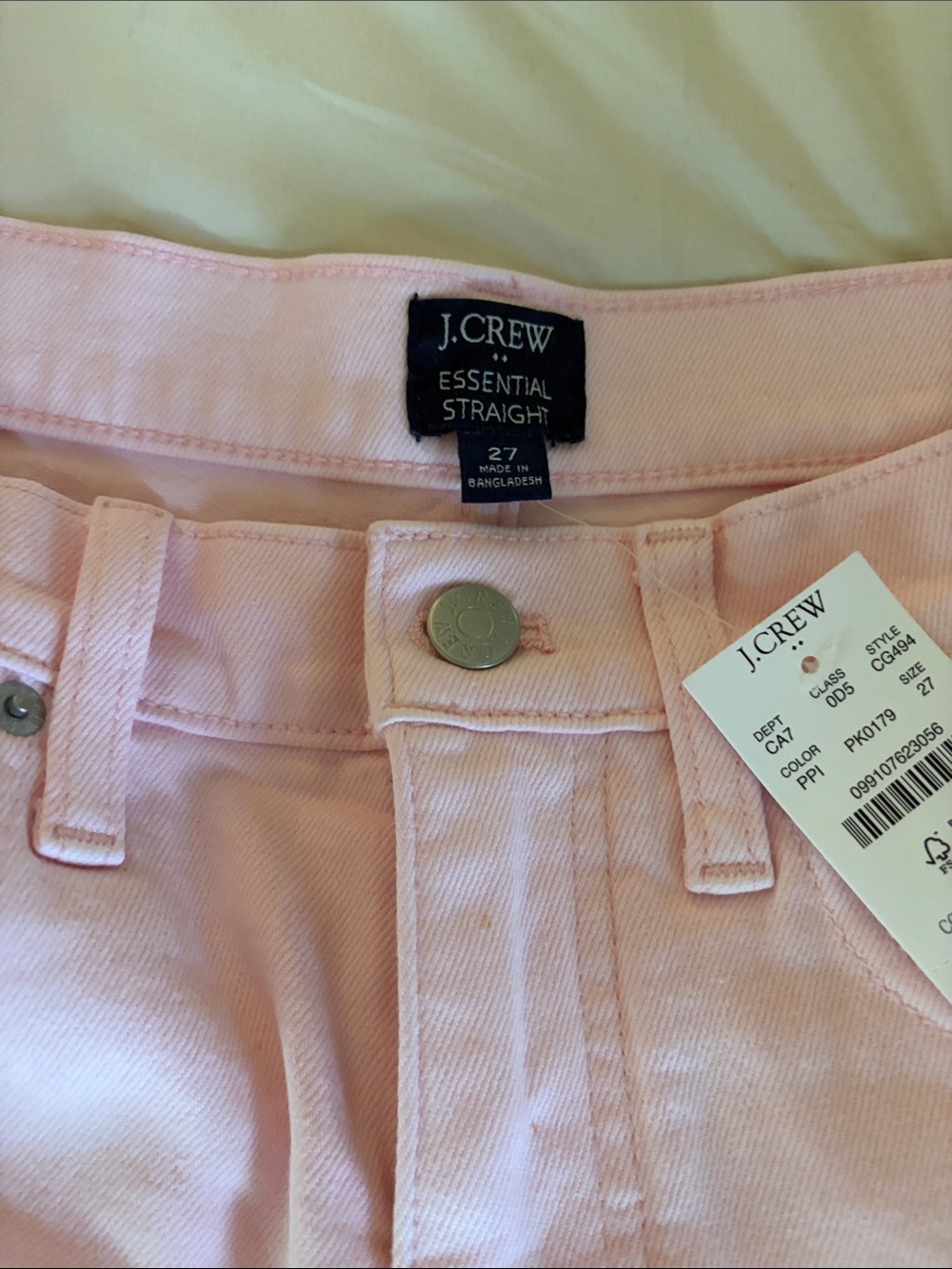 J. Crew Light Pink Essential Straight Jeans